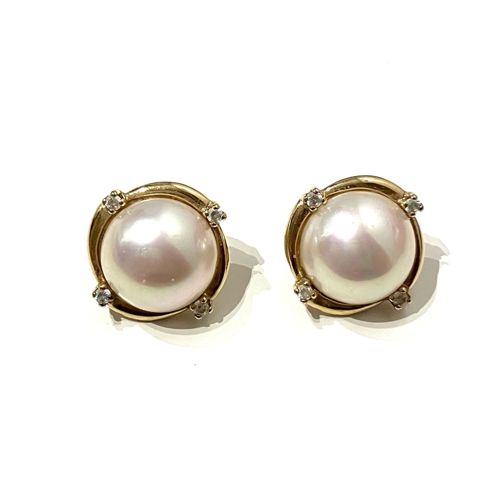 Vintage Majorca Large Faux Pearl Gold Vermeil Earrings